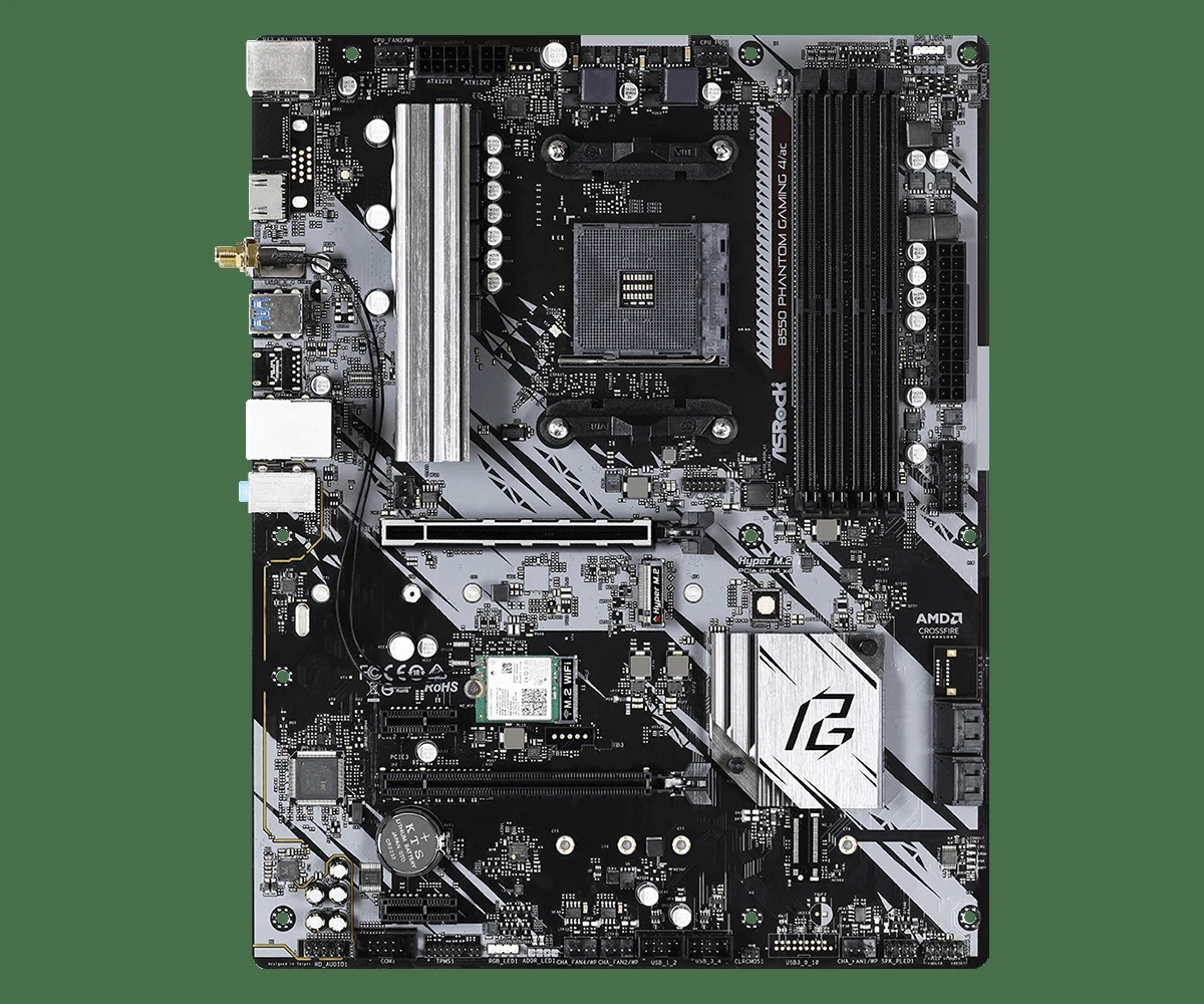 Mainboard ASRock B550 Phantom Gaming 4/ac - 4 Khe RAM DDR4 - AM4 - NEW
