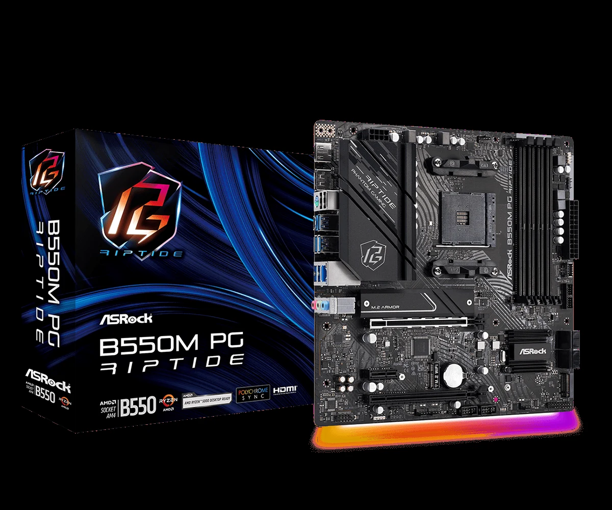 Mainboard ASRock B550M PG Riptide - 4 Khe RAM DDR4 - AM4 - NEW