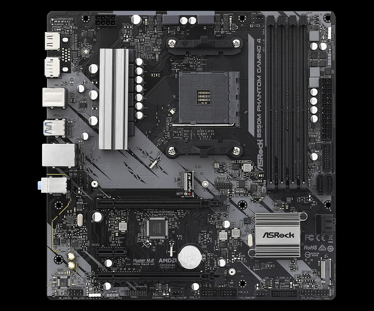 Mainboard ASRock B550M Phantom Gaming 4 - 4 Khe RAM DDR4 - AM4 - NEW