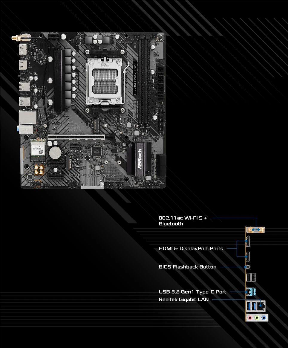 Mainboard ASRock B650M-H/M.2+ WiFi DDR5 - NEW