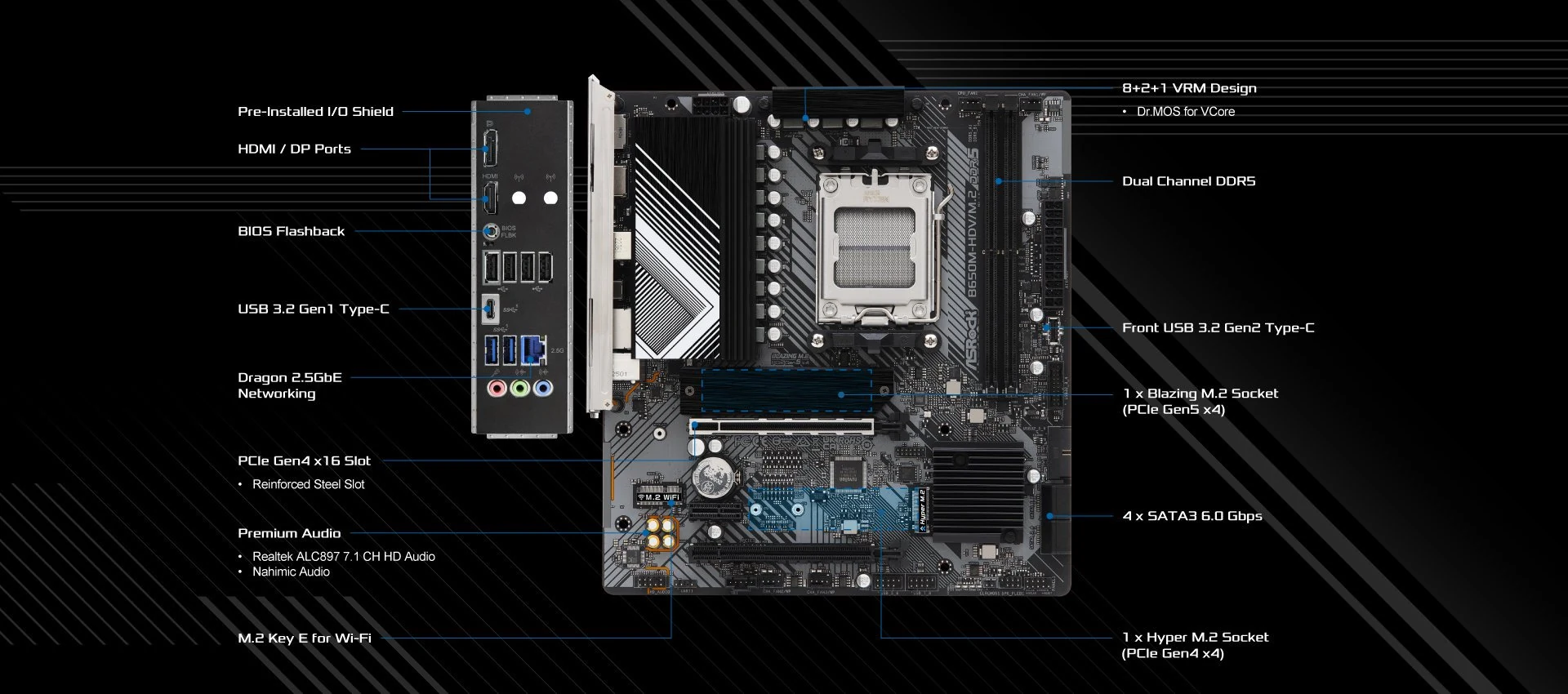 Mainboard ASRock B650M-HDV/M.2 DDR5 - NEW