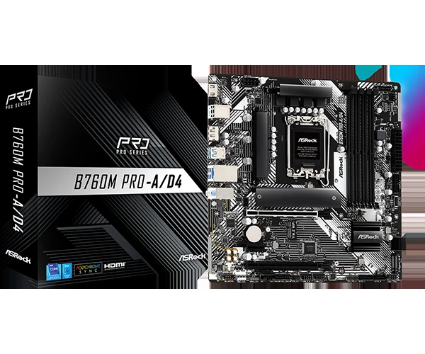 Mainboard ASRock B760M Pro-A/D4 - 4 Khe RAM DDR4 - LGA 1700 - NEW