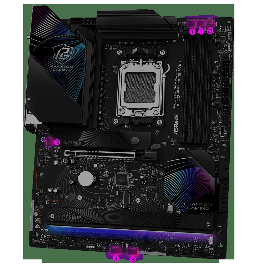 Mainboard ASRock B850 Riptide WiFi - 4 Khe RAM DDR5 - AM5 - NEW