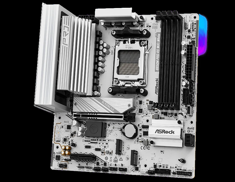 Mainboard ASRock B850M Pro RS WiFi White - 4 Khe RAM DDR5 - AM5 - NEW