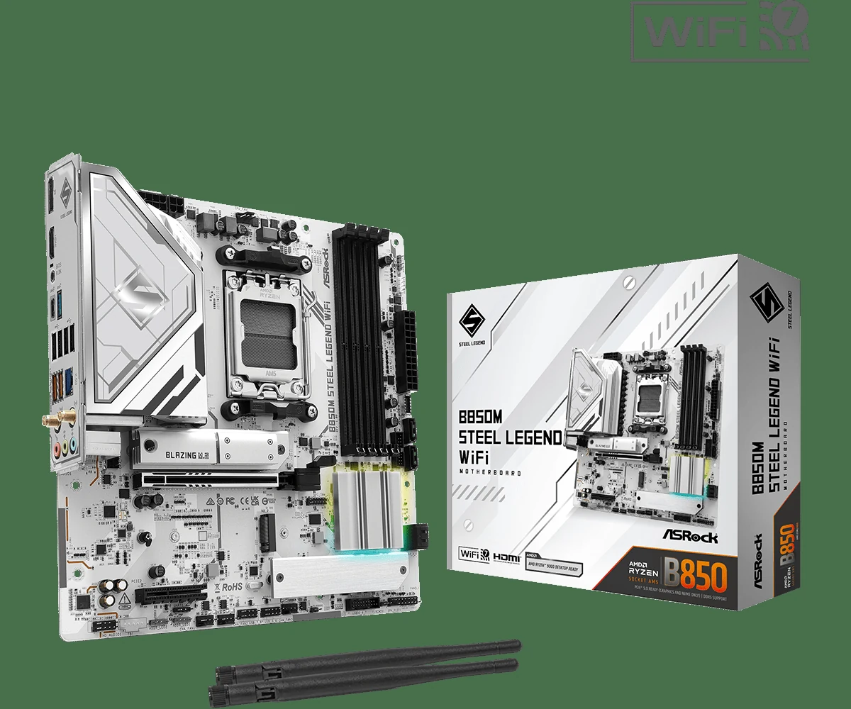 Mainboard ASRock B850M Steel Legend WiFi - 4 Khe RAM DDR5 - AM5 - NEW