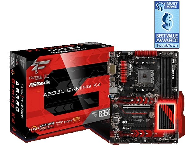 Mainboard ASRock Fatal1ty AB350 Gaming K4 - AM4 - NEW