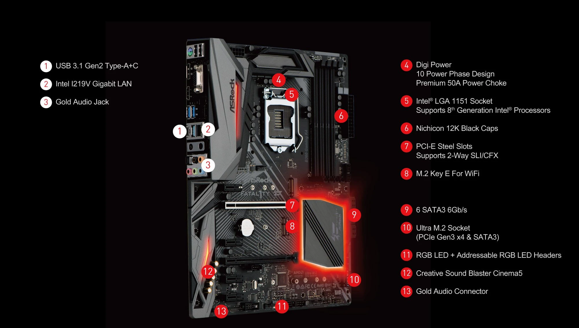 Mainboard ASRock Fatal1ty B360 Gaming K4 - LGA 1151 - NEW