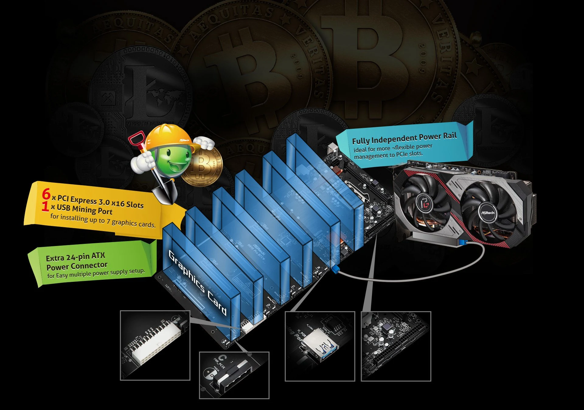 Mainboard ASRock H510 Pro BTC+ - LGA 1200 - NEW