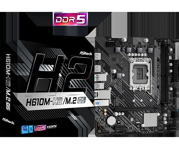 Mainboard ASRock H610M-H2/M.2 - 2 Khe Ram DDR4 - LGA 1700 - NEW