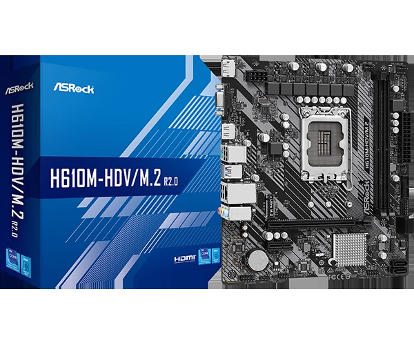 Mainboard ASRock H610M-HDV/M.2 R2.0 - 2 Khe Ram DDR4 - LGA 1700 - NEW