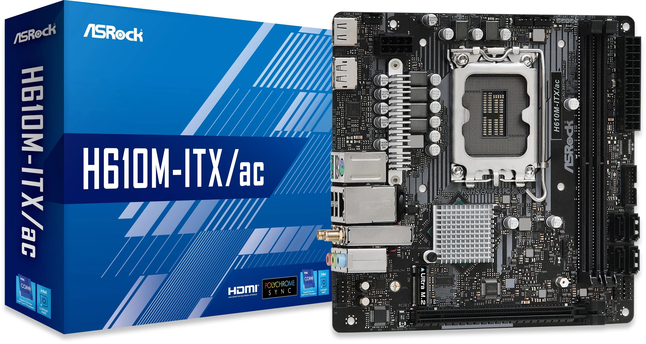 Mainboard ASRock H610M-ITX/ac - 2 Khe Ram DDR4 - LGA 1700 - NEW