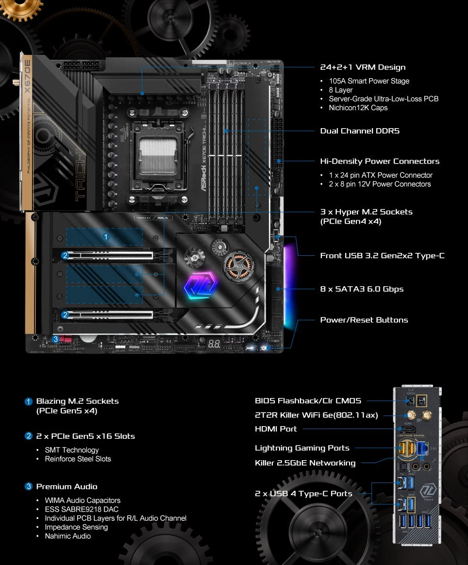 Mainboard ASRock X670E TAICHI - 4 Khe RAM DDR5 - AM5 - NEW
