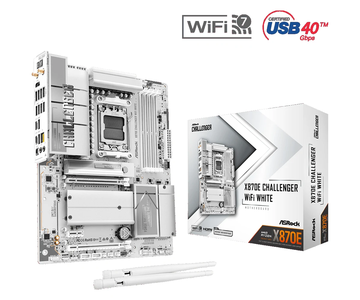 Mainboard ASRock X870E CHALLENGER WIFI WHITE - 4 Khe RAM DDR5 - AM5 - NEW