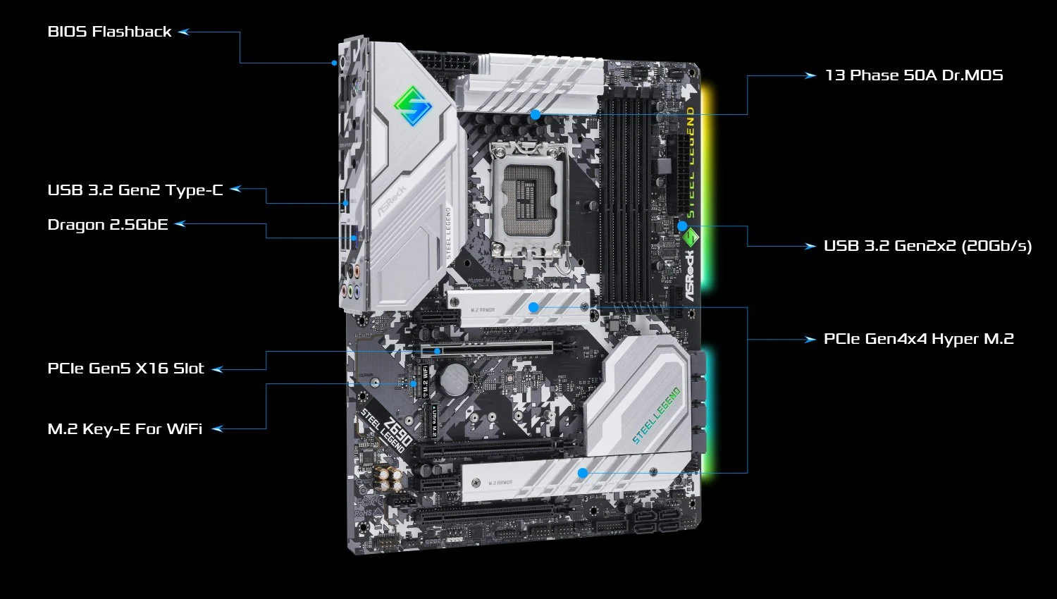 Mainboard ASRock Z690 Steel Legend - 4 Khe RAM DDR4 - LGA 1700 - NEW
