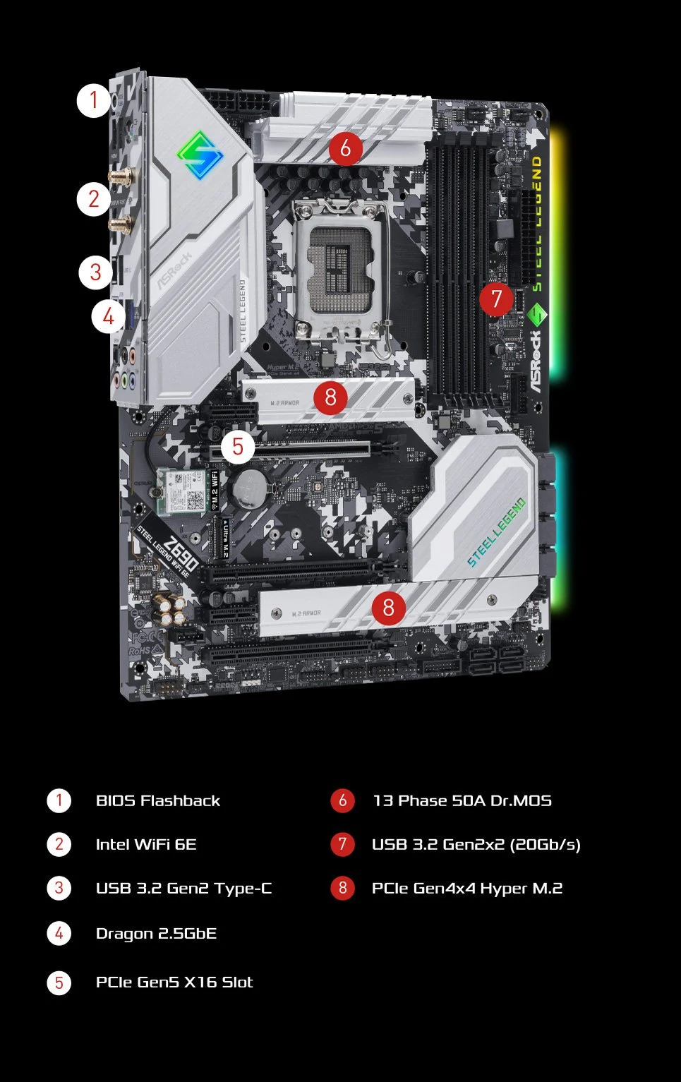Mainboard ASRock Z690 Steel Legend WiFi 6E - 4 Khe RAM DDR4 - LGA 1700 - NEW