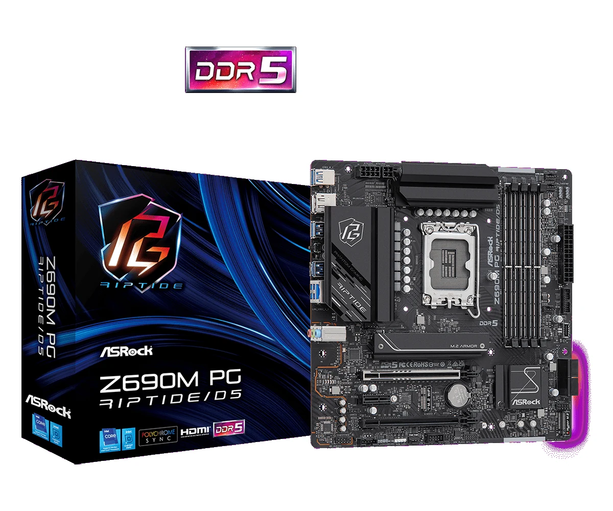 Mainboard ASRock Z690M PG Riptide/D5 - 4 Khe RAM DDR5 - LGA 1700 - NEW