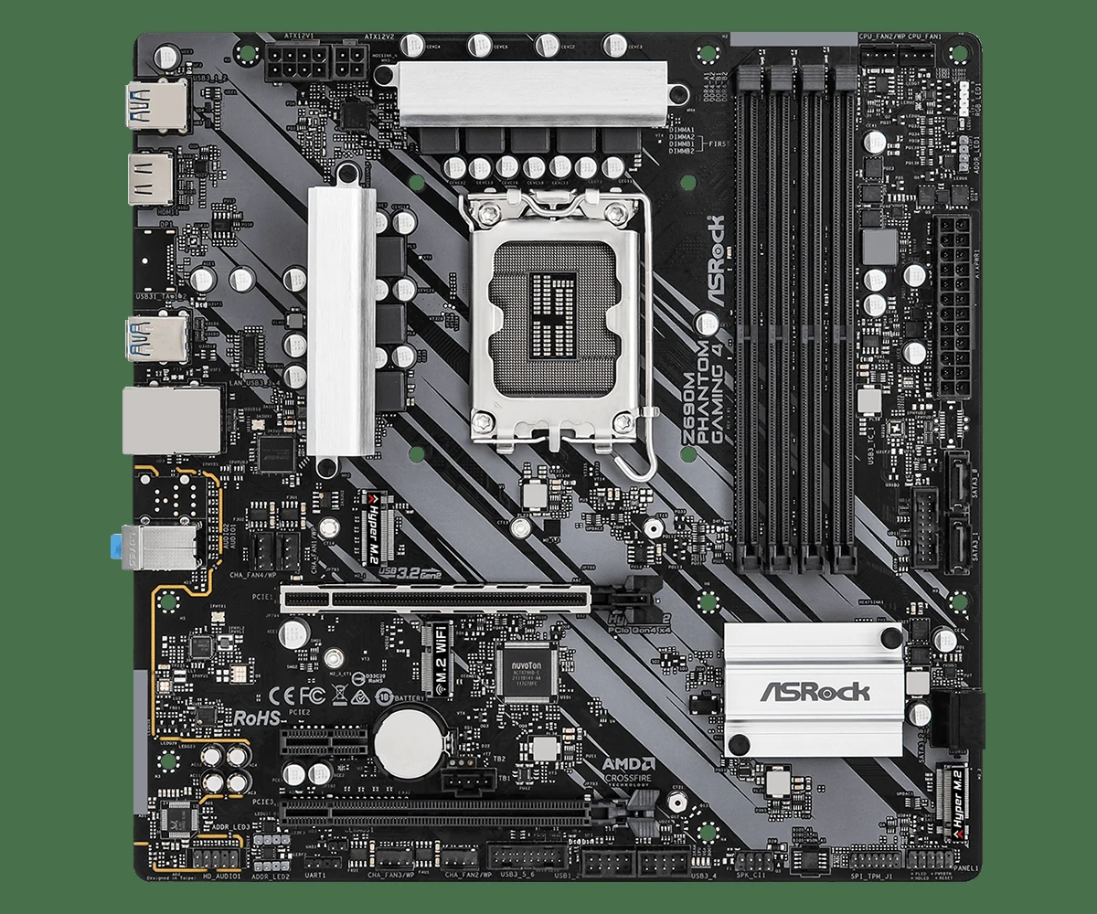 Mainboard ASRock Z690M Phantom Gaming 4 - 4 Khe RAM DDR4 - LGA 1700 - NEW