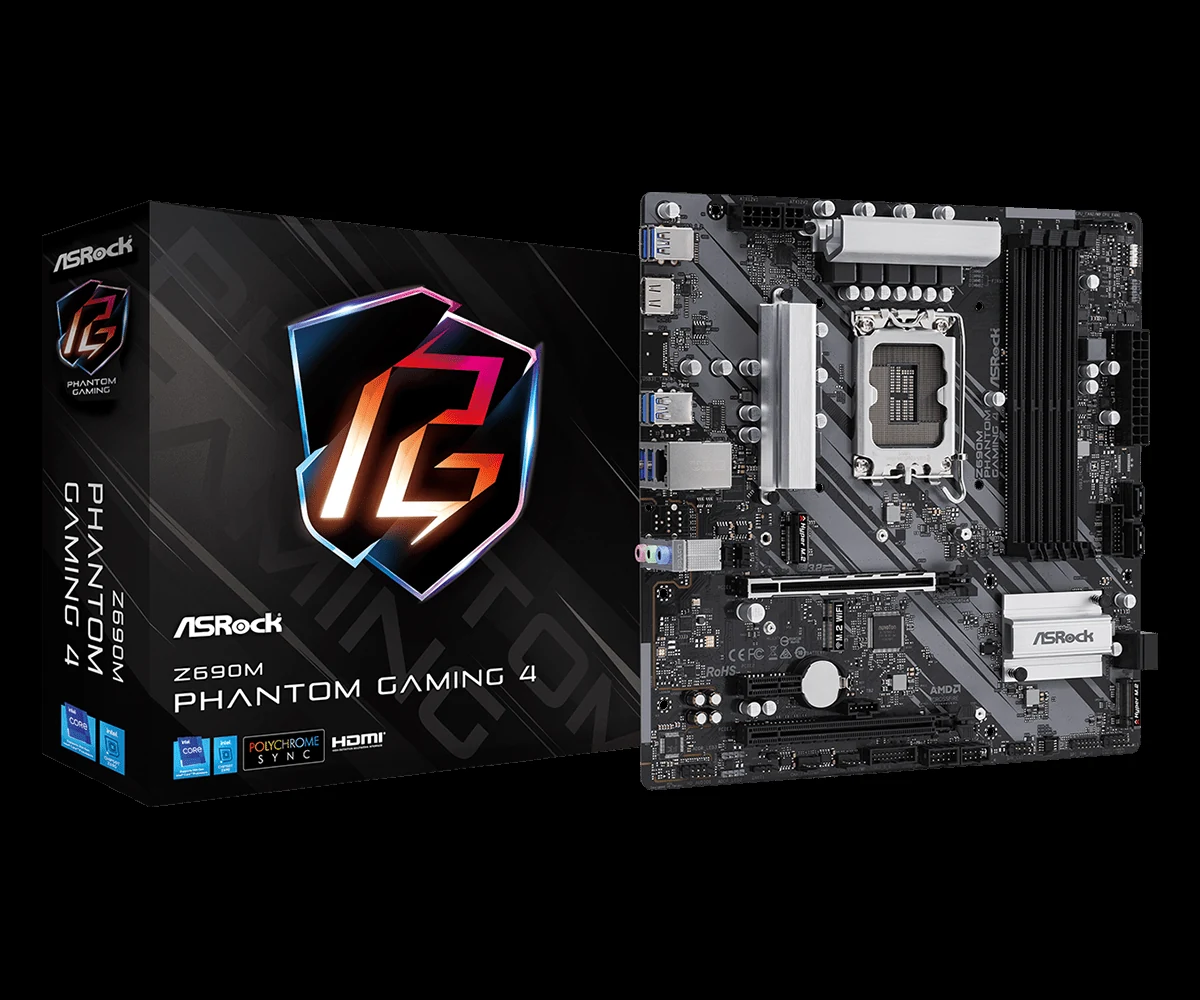 Mainboard ASRock Z690M Phantom Gaming 4 - 4 Khe RAM DDR4 - LGA 1700 - NEW
