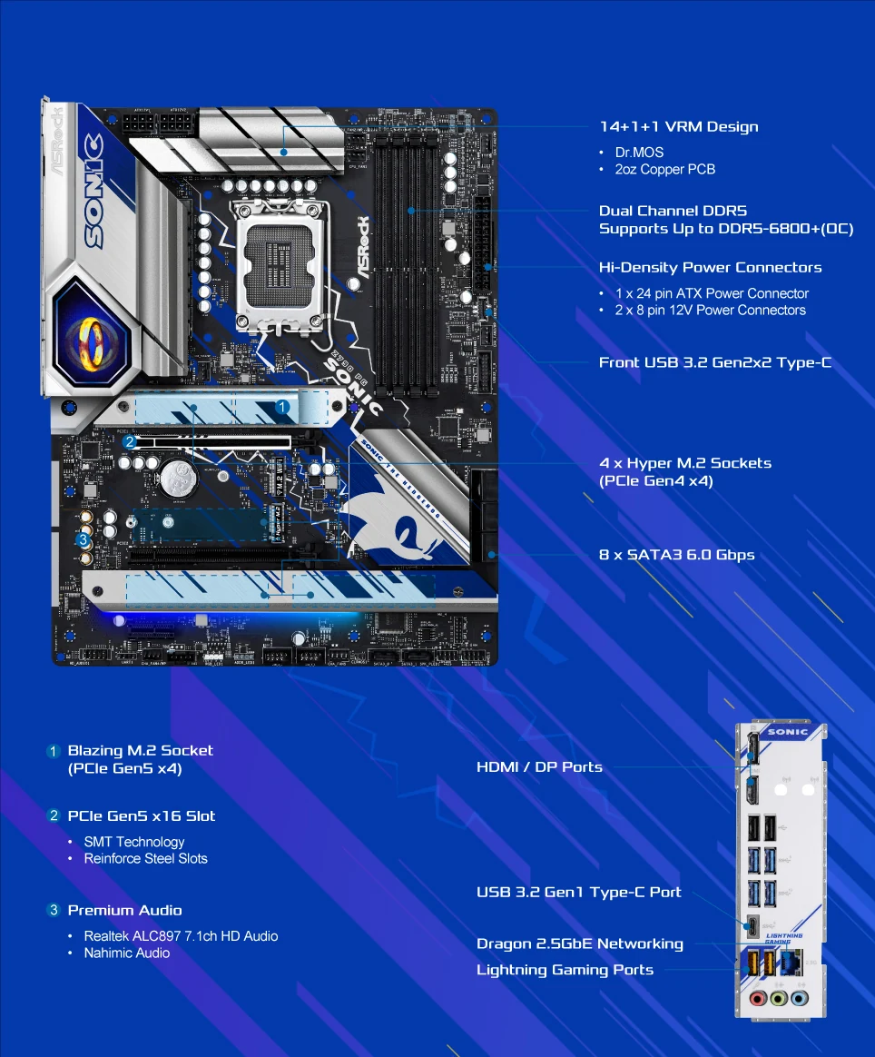 Mainboard ASRock Z790 PG Sonic - 4 Khe RAM DDR5 - LGA 1700 - NEW