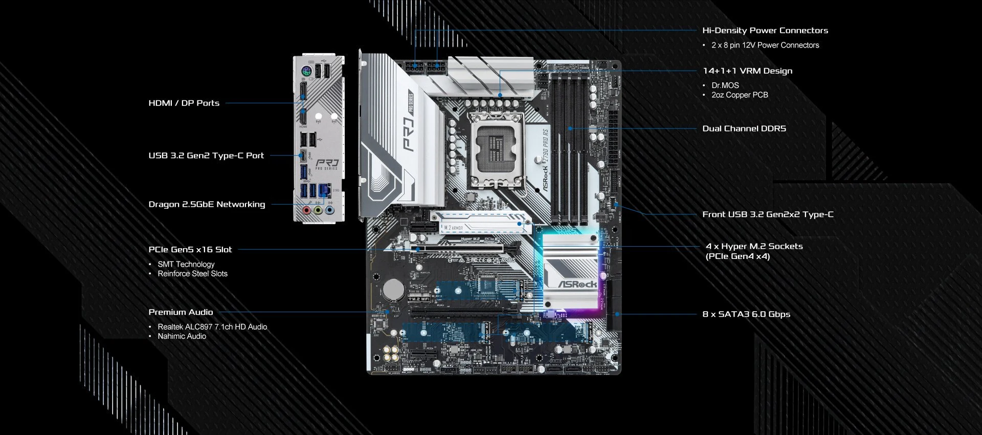 Mainboard ASRock Z790 Pro RS - 4 Khe RAM DDR5 - LGA 1700 - NEW