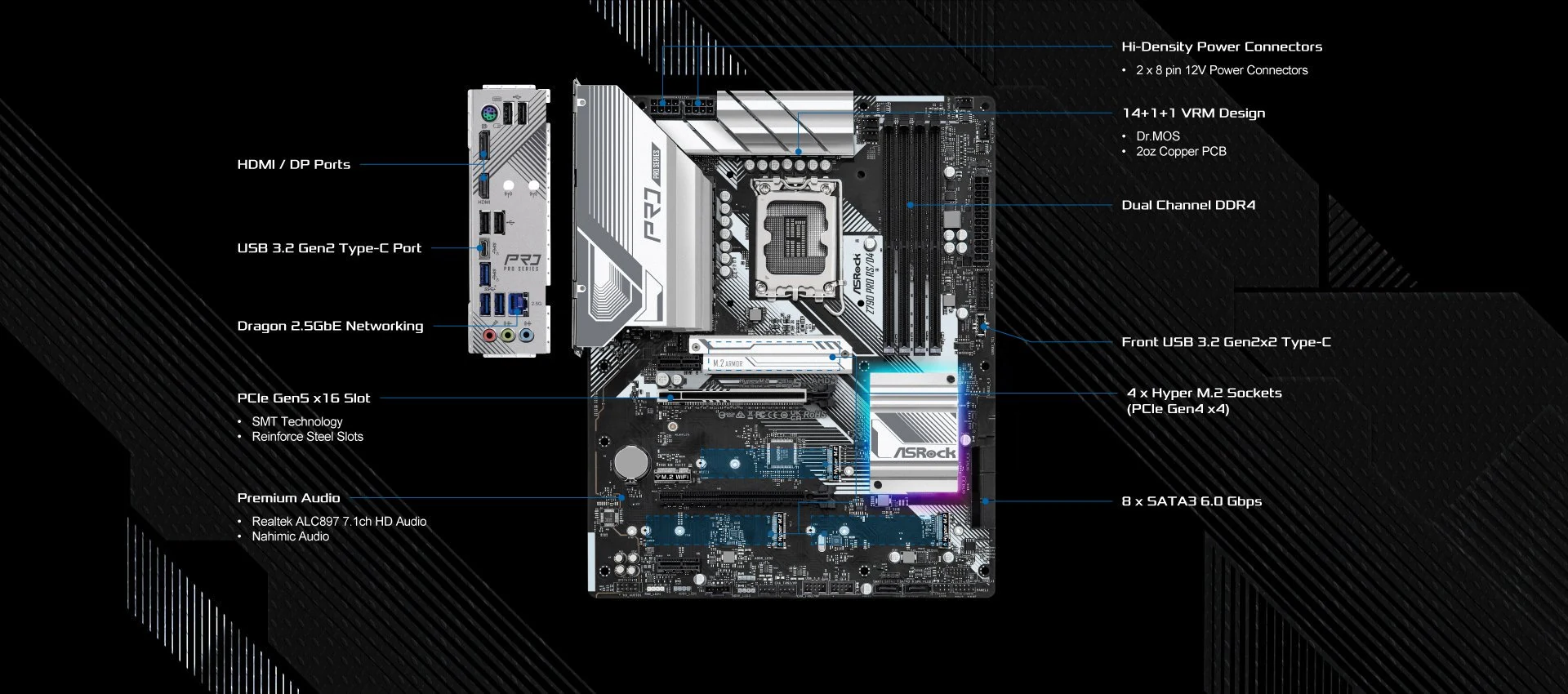 Mainboard ASRock Z790 Pro RS/D4 - 4 Khe RAM DDR4 - LGA 1700 - NEW