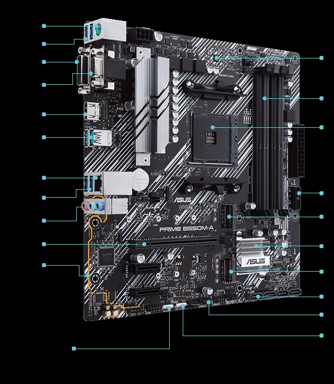 Mainboard ASUS PRIME B550M-A - 4 Khe RAM DDR4 - AM4 - NEW