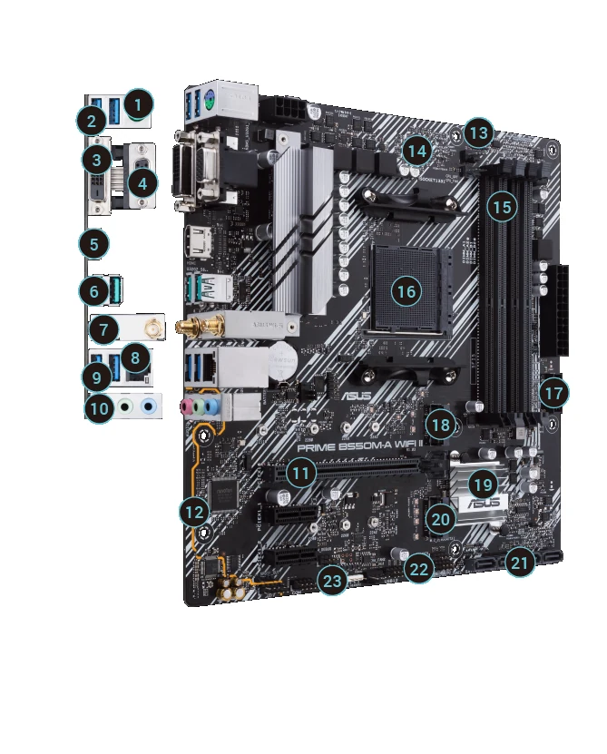 Mainboard ASUS PRIME B550M-A WIFI - 4 Khe RAM DDR4 - AM4 - NEW