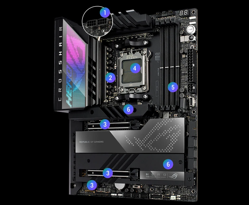 Mainboard ASUS ROG CROSSHAIR X670E HERO - 4 Khe RAM DDR5 - AM5 - NEW