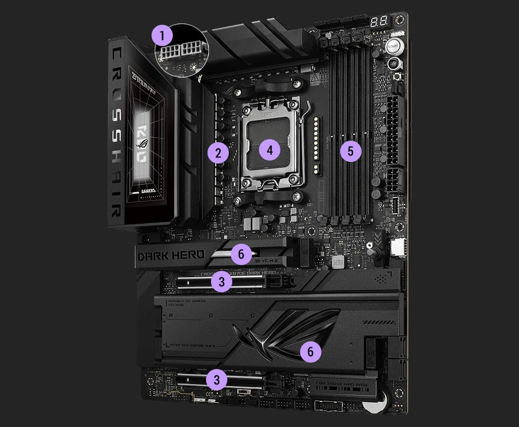 Mainboard ASUS ROG CROSSHAIR X870E DARK HERO - 4 Khe RAM DDR5 - AM5 - NEW