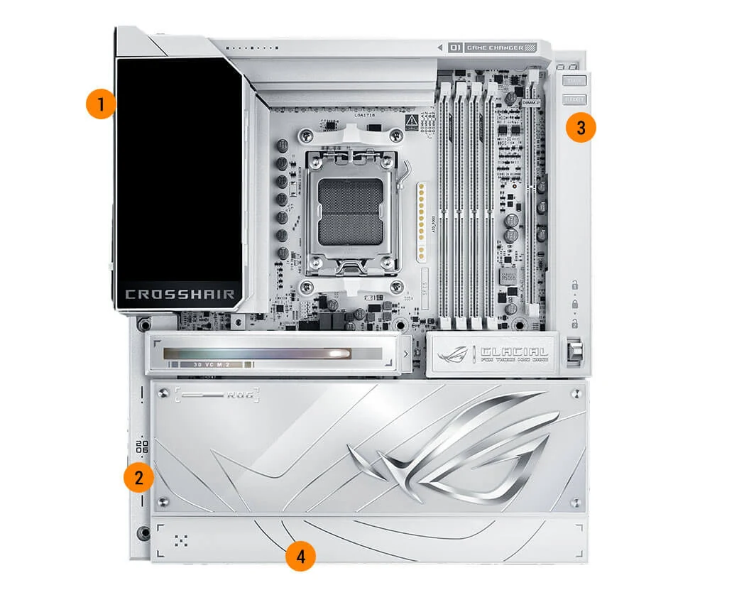 Mainboard ASUS ROG CROSSHAIR X870E GLACIAL - 4 Khe RAM DDR5 - AM5 - NEW