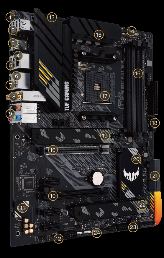 Mainboard ASUS TUF GAMING B550-PLUS WIFI - 4 Khe RAM DDR4 - AM4 - NEW