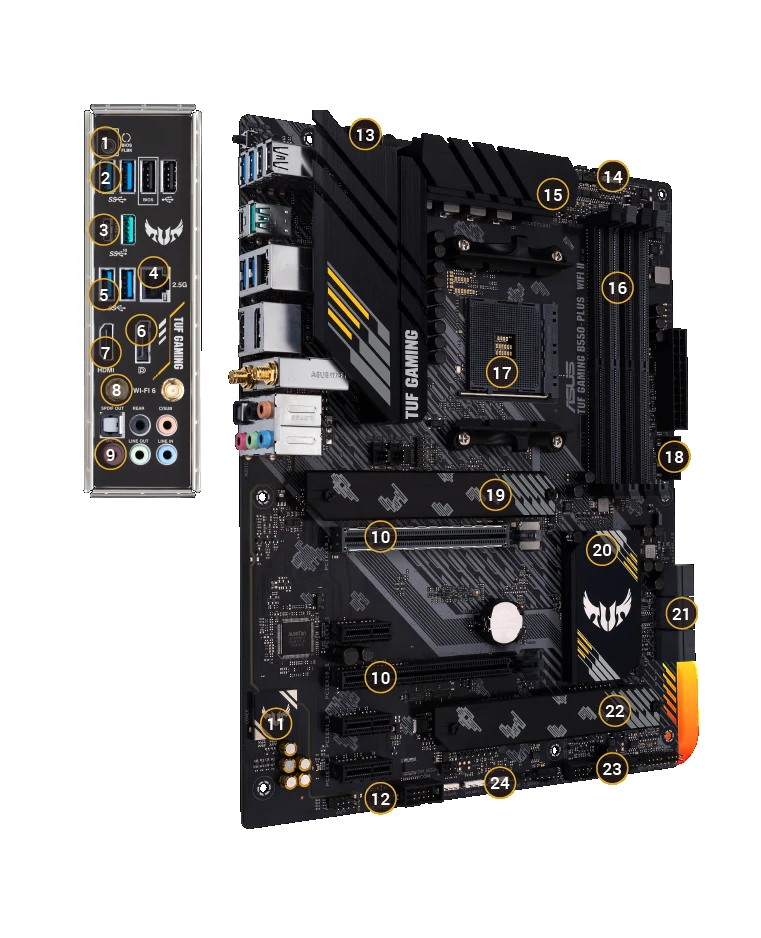Mainboard ASUS TUF GAMING B550-PLUS WIFI II - 4 Khe RAM DDR4 - AM4 - NEW