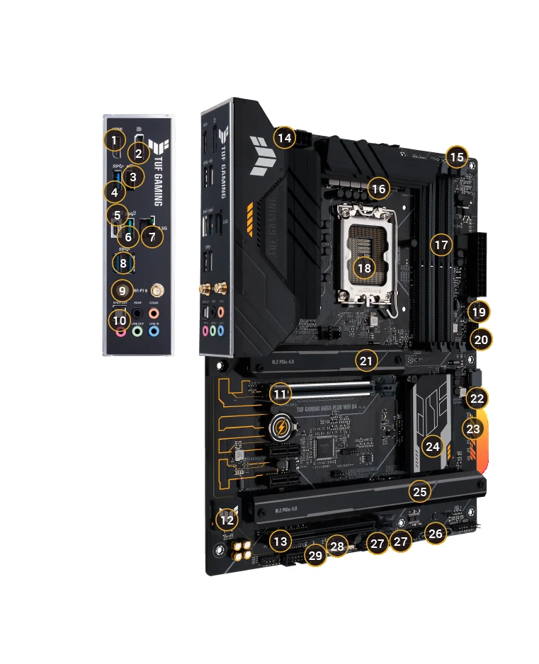 Mainboard ASUS TUF Gaming B660-Plus WiFi D4 - 4 Khe RAM DDR4 - LGA 1700 - NEW