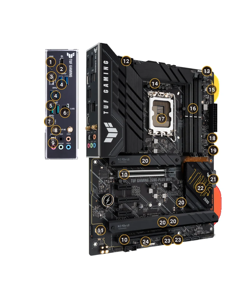 Mainboard ASUS TUF Gaming Z690-Plus WiFi - 4 Khe RAM DDR5 - LGA 1700 - NEW