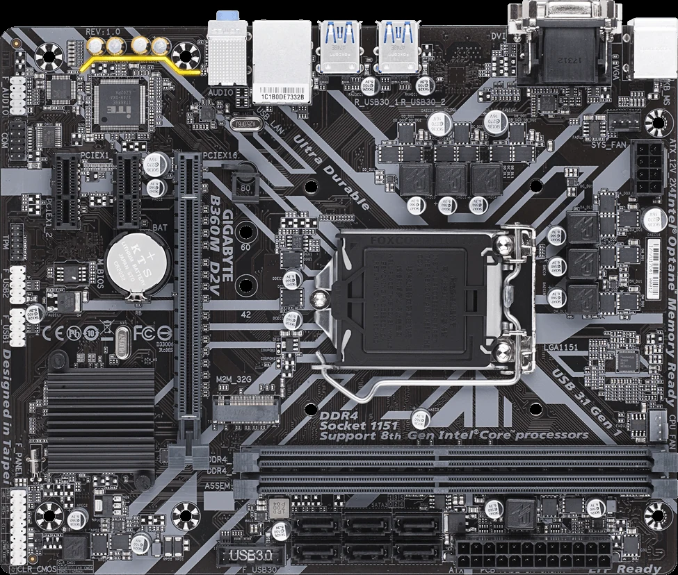 Mainboard Gigabyte B360M D2V - LGA 1151 - NEW