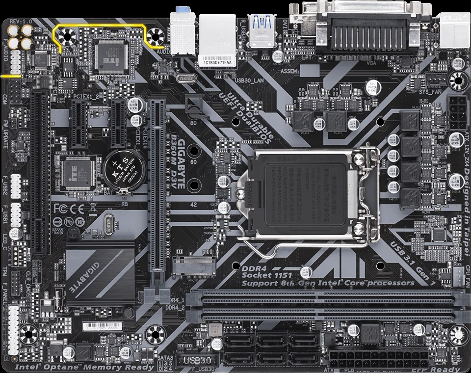 Mainboard Gigabyte B360M D3V - LGA 1151 - NEW