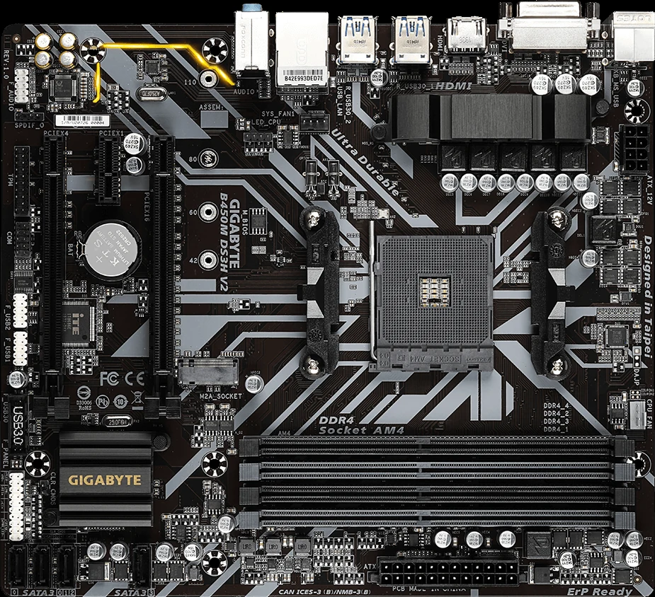 Mainboard Gigabyte B450M DS3H V2 - AM4 - NEW