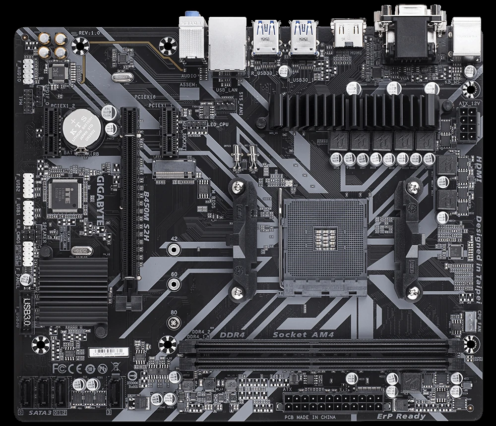 Mainboard Gigabyte B450M S2H - AM4 - NEW