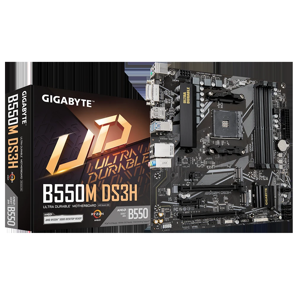 Mainboard Gigabyte B550M DS3H - 4 Khe RAM DDR4 - AM4 - NEW