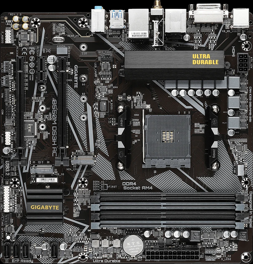 Mainboard Gigabyte B550M DS3H AC - 4 Khe RAM DDR4 - AM4 - NEW