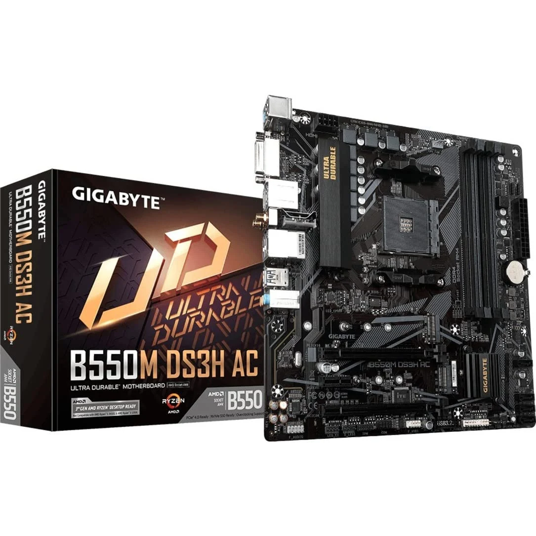 Mainboard Gigabyte B550M DS3H AC - 4 Khe RAM DDR4 - AM4 - NEW