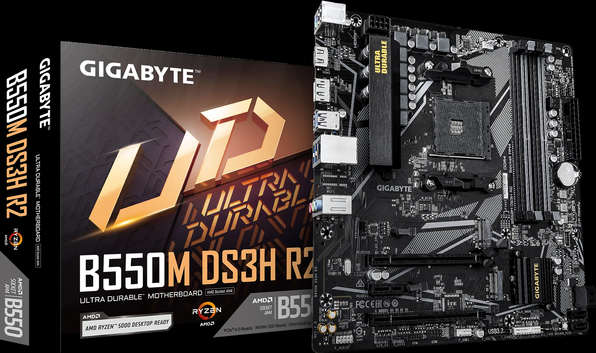 Mainboard Gigabyte B550M DS3H R2 - 4 Khe RAM DDR4 - AM4 - NEW