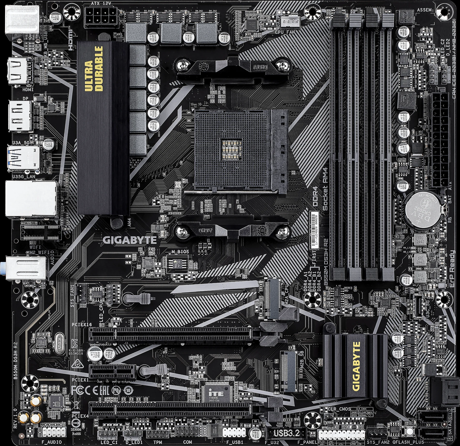 Mainboard Gigabyte B550M DS3H R2 - 4 Khe RAM DDR4 - AM4 - NEW