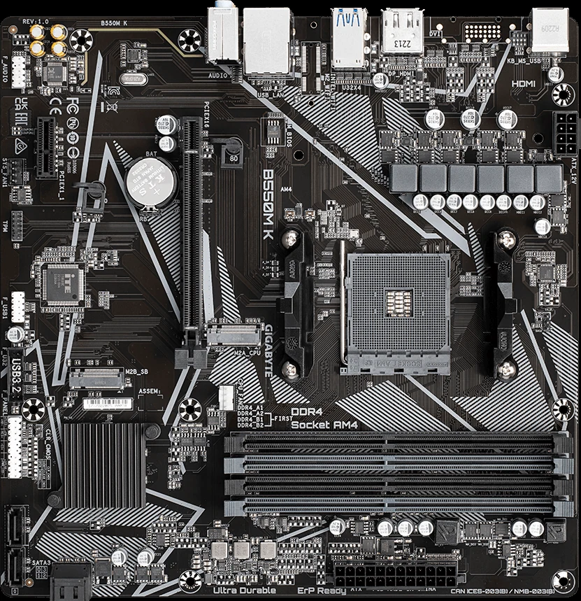 Mainboard Gigabyte B550M GAMING - 4 Khe RAM DDR4 - AM4 - NEW