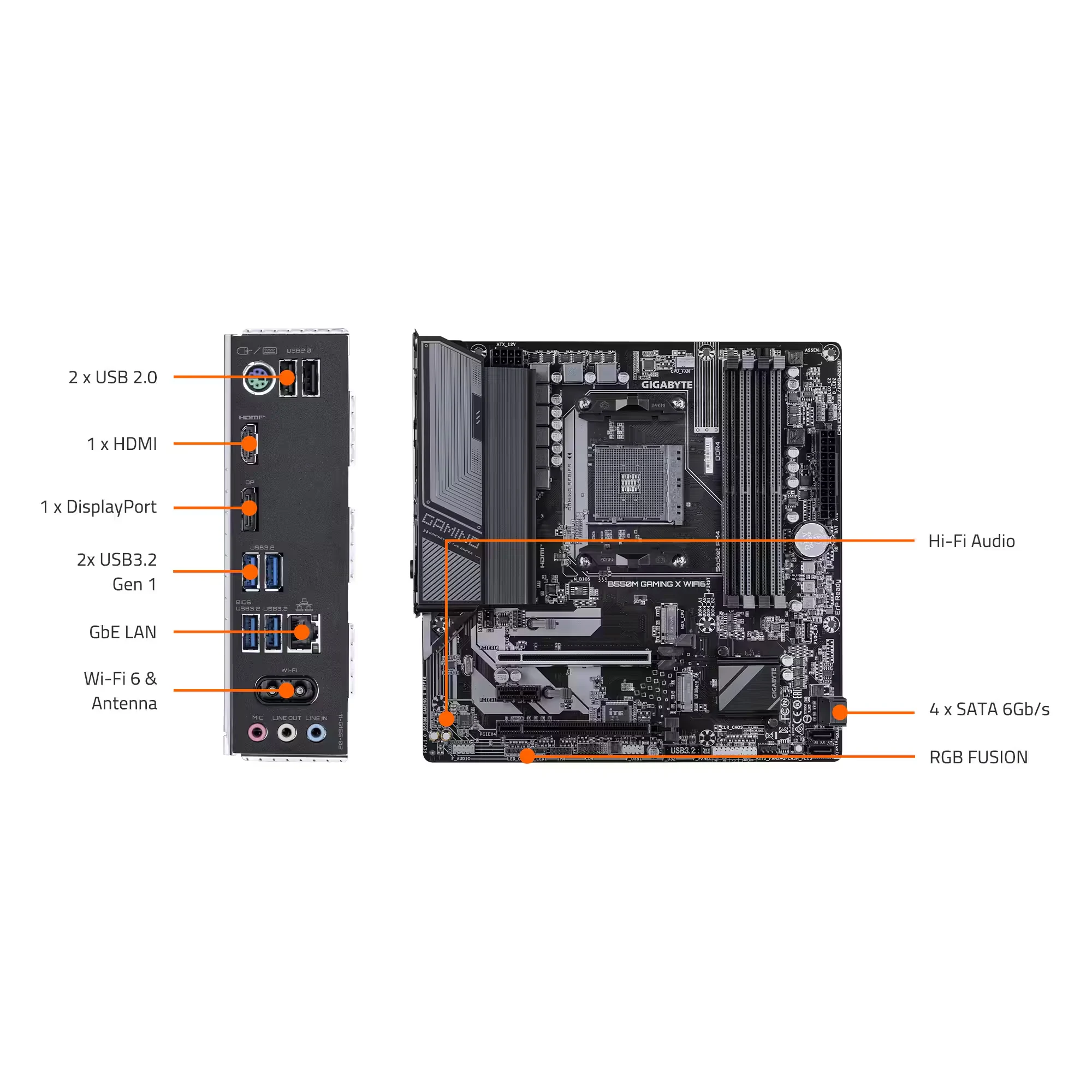 Mainboard Gigabyte B550M GAMING - 4 Khe RAM DDR4 - AM4 - NEW