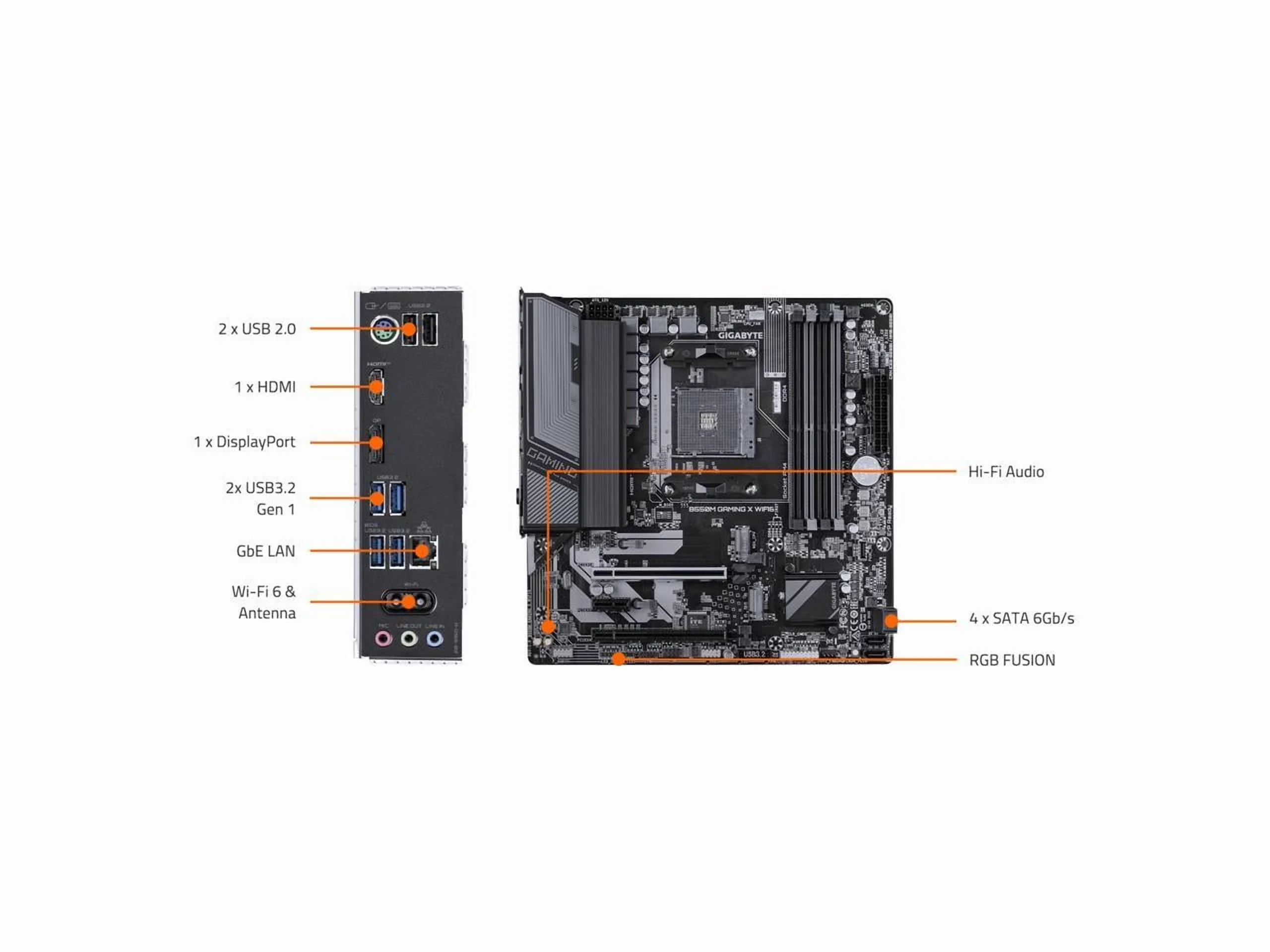 Mainboard Gigabyte B550M GAMING X WIFI6 - 4 Khe RAM DDR4 - AM4 - NEW