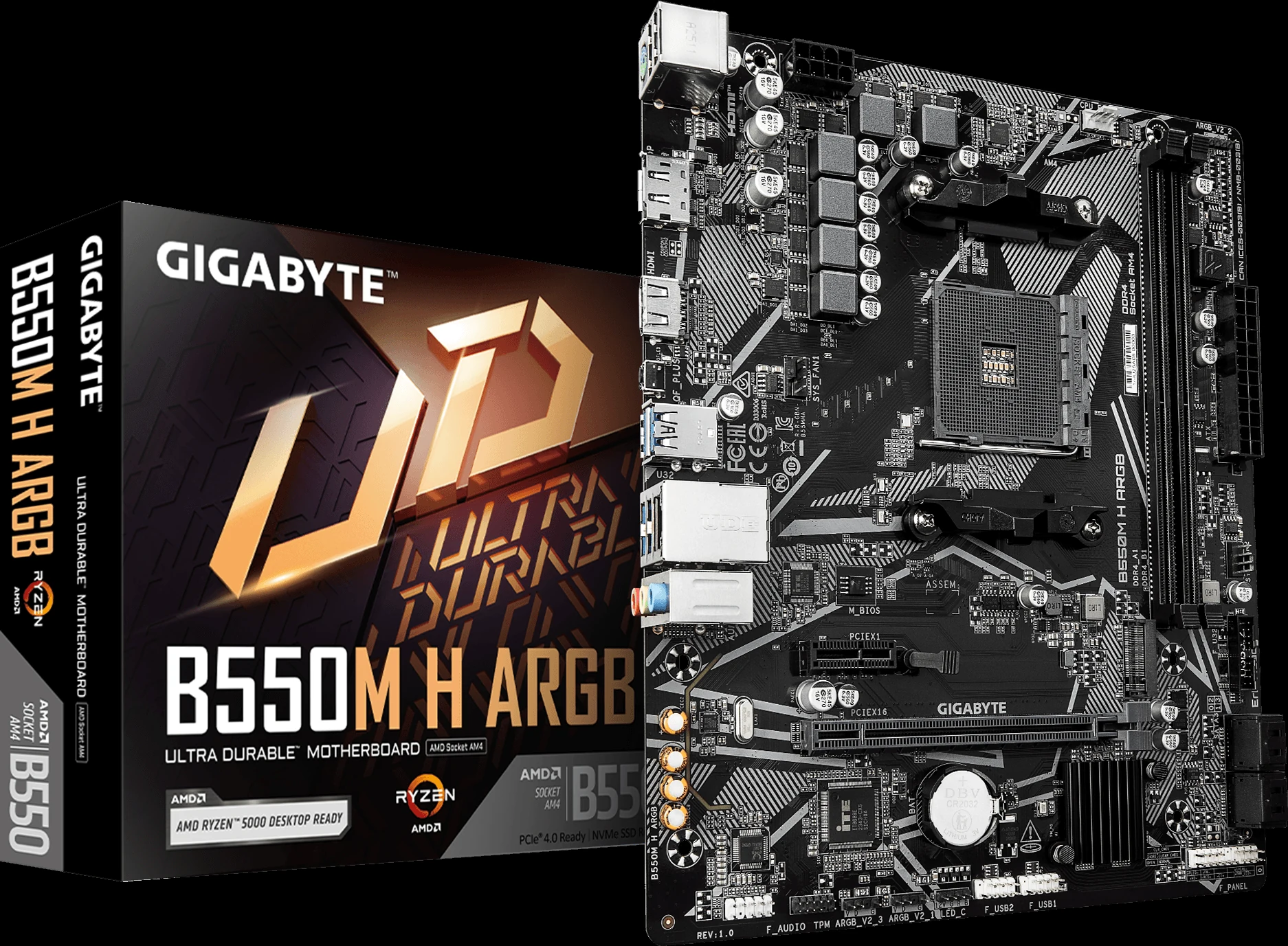 Mainboard Gigabyte B550M H ARGB - 2 Khe RAM DDR4 - AM4 - NEW