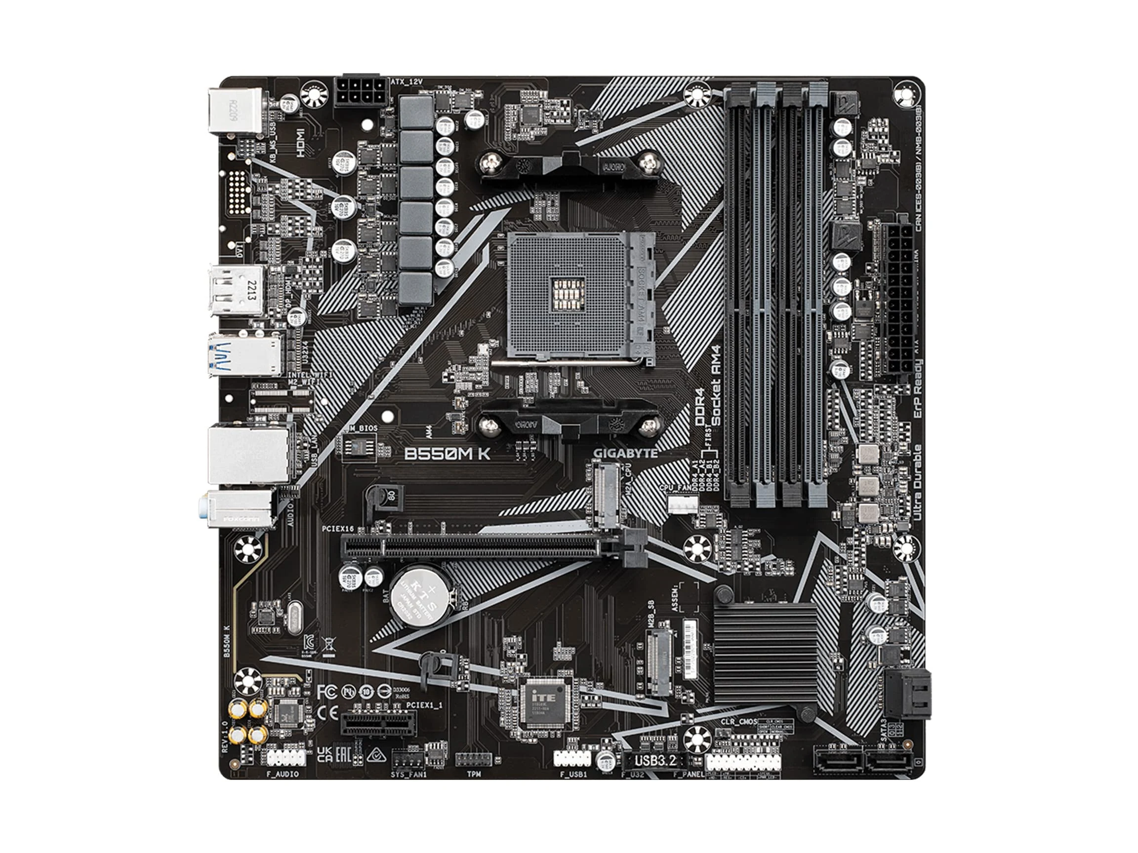 Mainboard Gigabyte B550M K - 2 Khe RAM DDR4 - AM4 - NEW