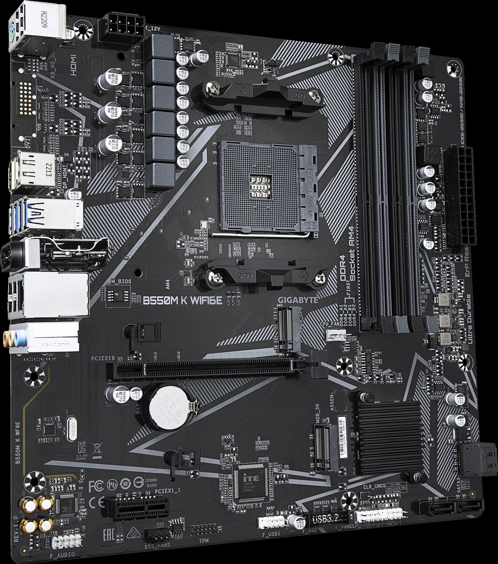 Mainboard Gigabyte B550M K WIFI6E - 2 Khe RAM DDR4 - AM4 - NEW