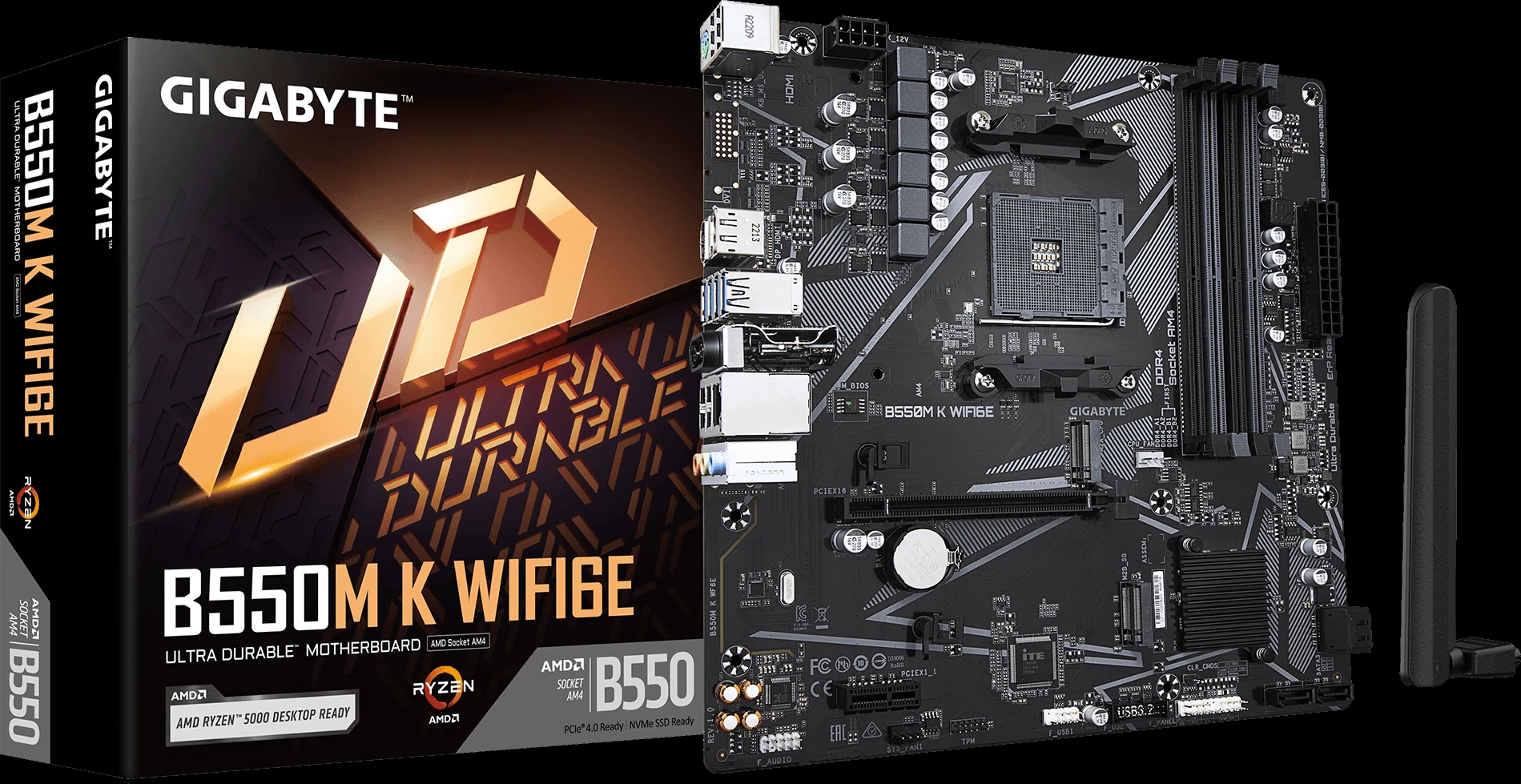 Mainboard Gigabyte B550M K WIFI6E - 2 Khe RAM DDR4 - AM4 - NEW
